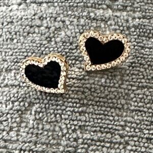 Black Heart and Rhinestone Accent Earrings